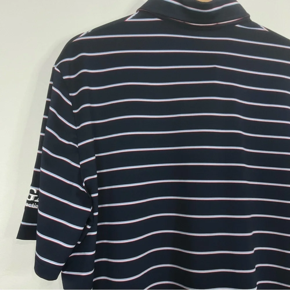 Ralph Lauren RLX Navy/Red/White Striped  Golf Polo Large